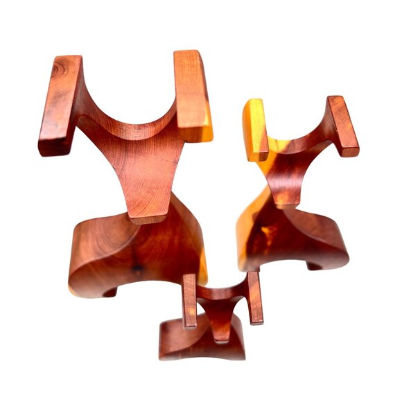 Handmade Wooden Reindeer Family Figurine Set Buck Doe Fawn Deer MCM Scandi Style - Picture 10 of 12